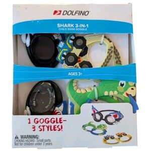 Child 3-in-1 Swim Goggles - Sharks, Dino, & Trucks - Dolfino - Boys & Girls 3+
